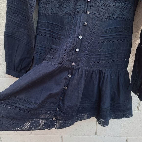 Veronica Beard | Addilyn Long Sleeve Lace Ruffle Mini Dress in Ink Size 4 - Picture 8 of 13